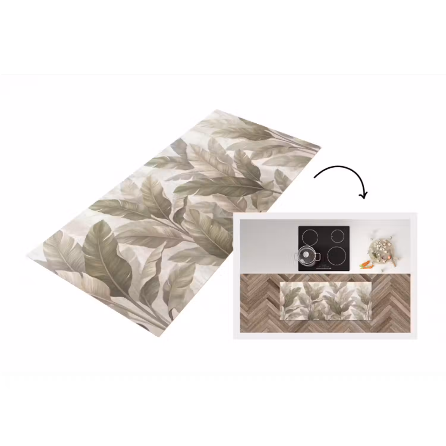 Küchenläufer - Blätter – Tropisch – Natur – Abstrakt – Beige