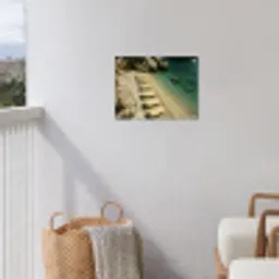 Strandbedden - Zee - Stenen - Baai tuinposter los doek klein -sfeer8