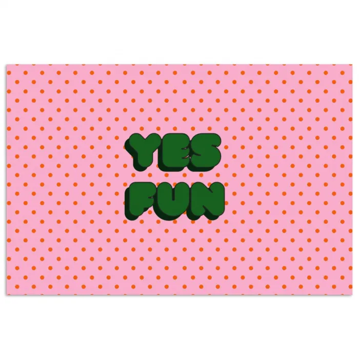 Yes fun - Groen - Roze - Stippen poster papier klein -3d