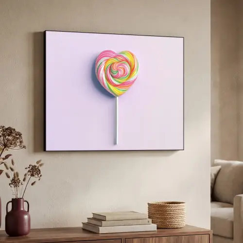 Hart - Lolly - Snoep Textielframe zwart klein -sfeer3