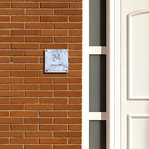 Blauw marmer - Klassiek Naambord Vierkant klein -sfeer3-XS