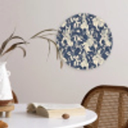 Hazen - Bladeren - Patroon - Blauw - Beige Wandcirkel kunststof plaat 5mm dik klein 188 -sfeer4