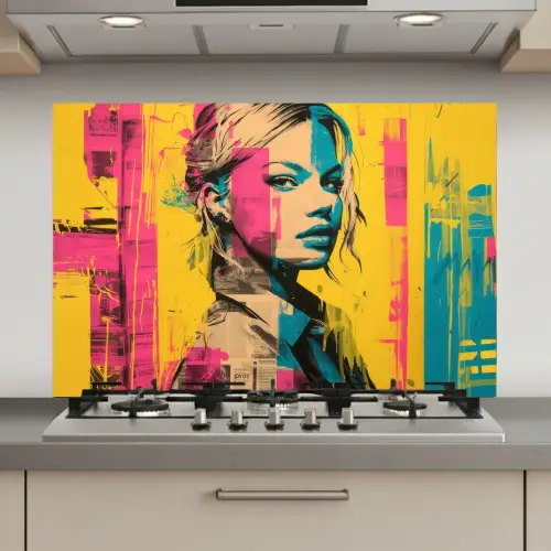 Vrouw - Verfstrepen - Gekleurd keuken achterwand spatscherm klein -3d_website