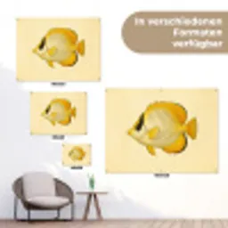 Ovaal - Vis - Geel - Schubben tuinposter los doek klein -Xsfeer9_DE