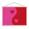 Minimalistisch - Rood - Roze - Hartjes textielposter latten blank klein -3d