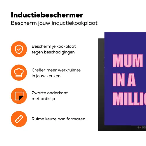 Moeder - Tekst - Blauw - Hartje Inductie beschermer vinyl 3mm middel -zzzzzzz-td-ups