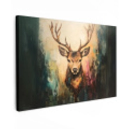 Hert - Geverfd - Gewei - Bruin Tuinposter op houten frame 2 cm dik klein -3d