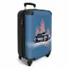Blauwe auto met roze vlammen NBS - Handbagage koffer - Unisex middel -productfoto_3d