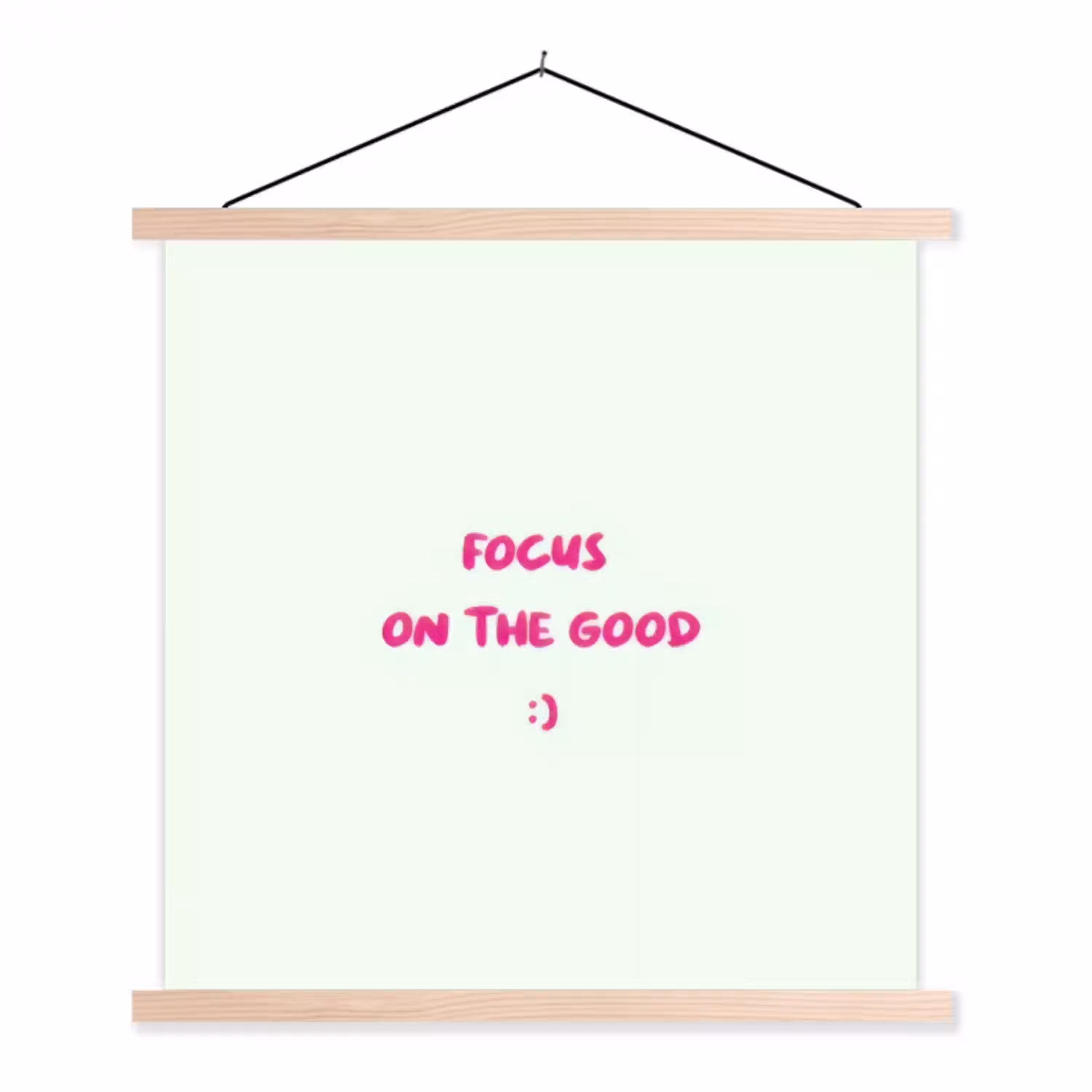 Focus - Beige - Roze - Smiley textielposter latten blank klein -3d