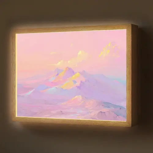 Bergtoppen - Wolken - Dromerig Light Box met batterij (Wandlamp) middel -z3d_website