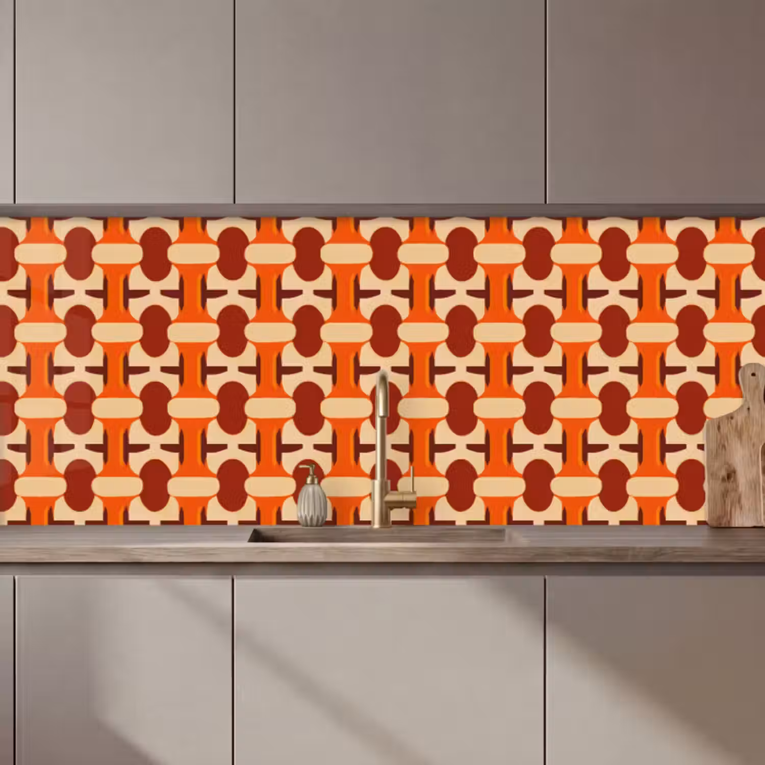 Küchenrückwand - Geometrisch - Retro - Orange