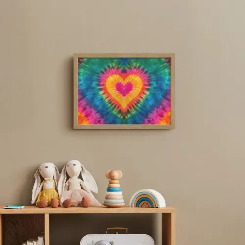Hart - Tie Dye - Kleurrijk Light Box met batterij (Wandlamp kind) middel -sfeer2_kind