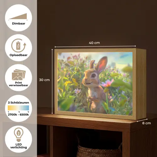 Konijn - Dieren - Natuur Light Box met batterij (Wandlamp kind) middel -USP_websiteoverzichtNL