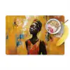 Vrouw - Ogen - Penseelstreken - Geel Placemat vinyl groot -zzzproduct_Kitchenyeah-website