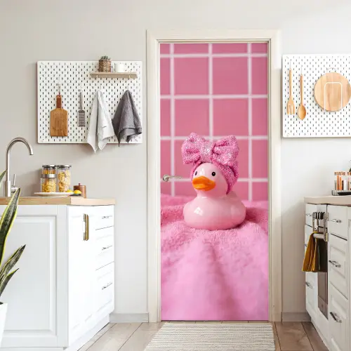 Badeend -Strik - Roze deurposter klein -sfeer5
