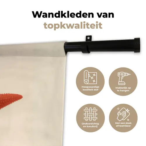 Zeester - Bobbels - Rood Wandkleed katoen klein -sfeer2