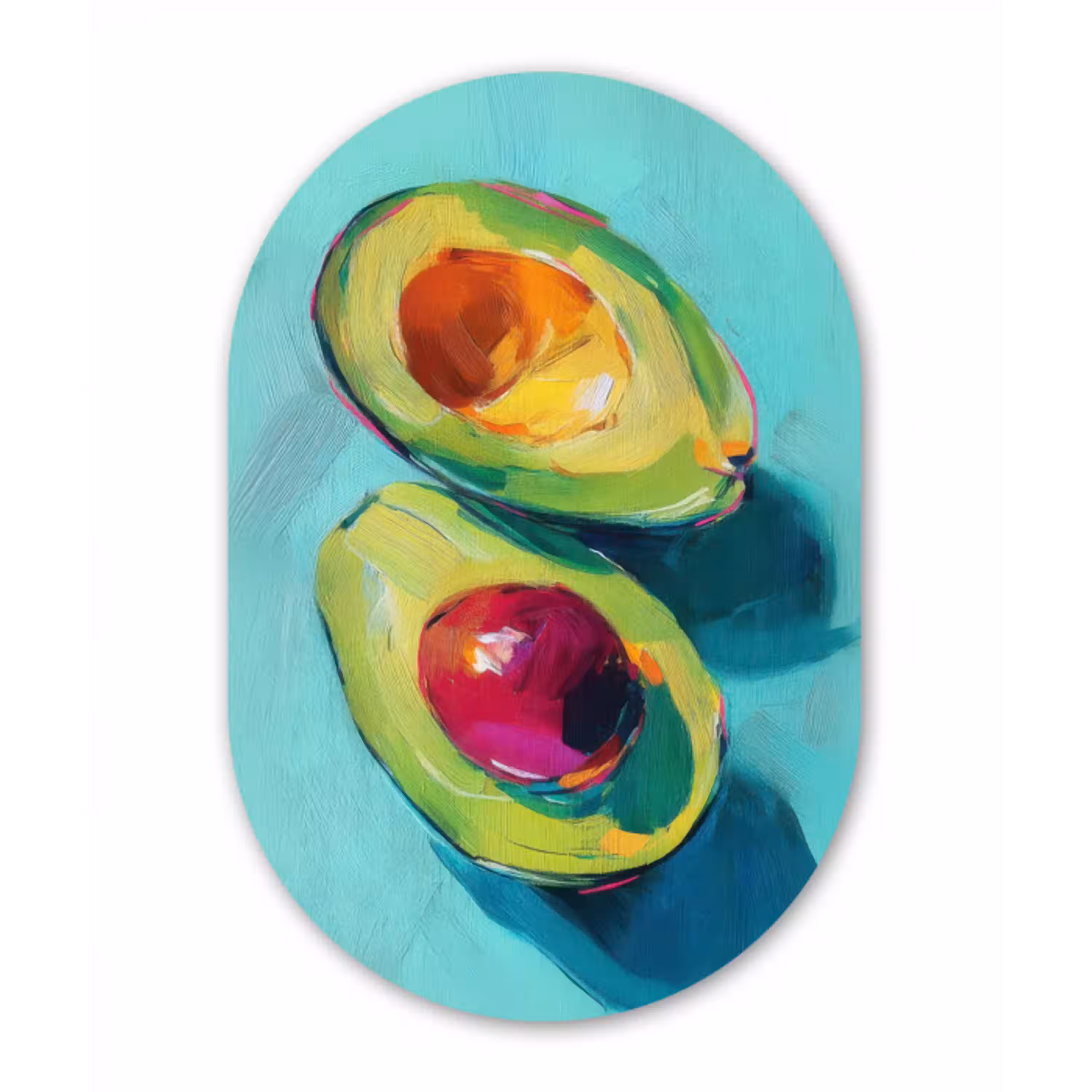 Avocado - Groen - Pit - Schaduw Wandcirkel Ovaal Aluminium middel -3d