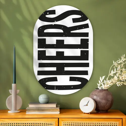 Retro - Cheers - Zwart - Decoratie Wandcirkel Ovaal Glas middel -sfeer2