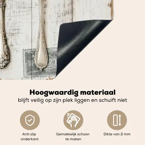 Zilver - Bestek - Hout Inductie beschemer met haakjes klein -ky-onderkant-nl