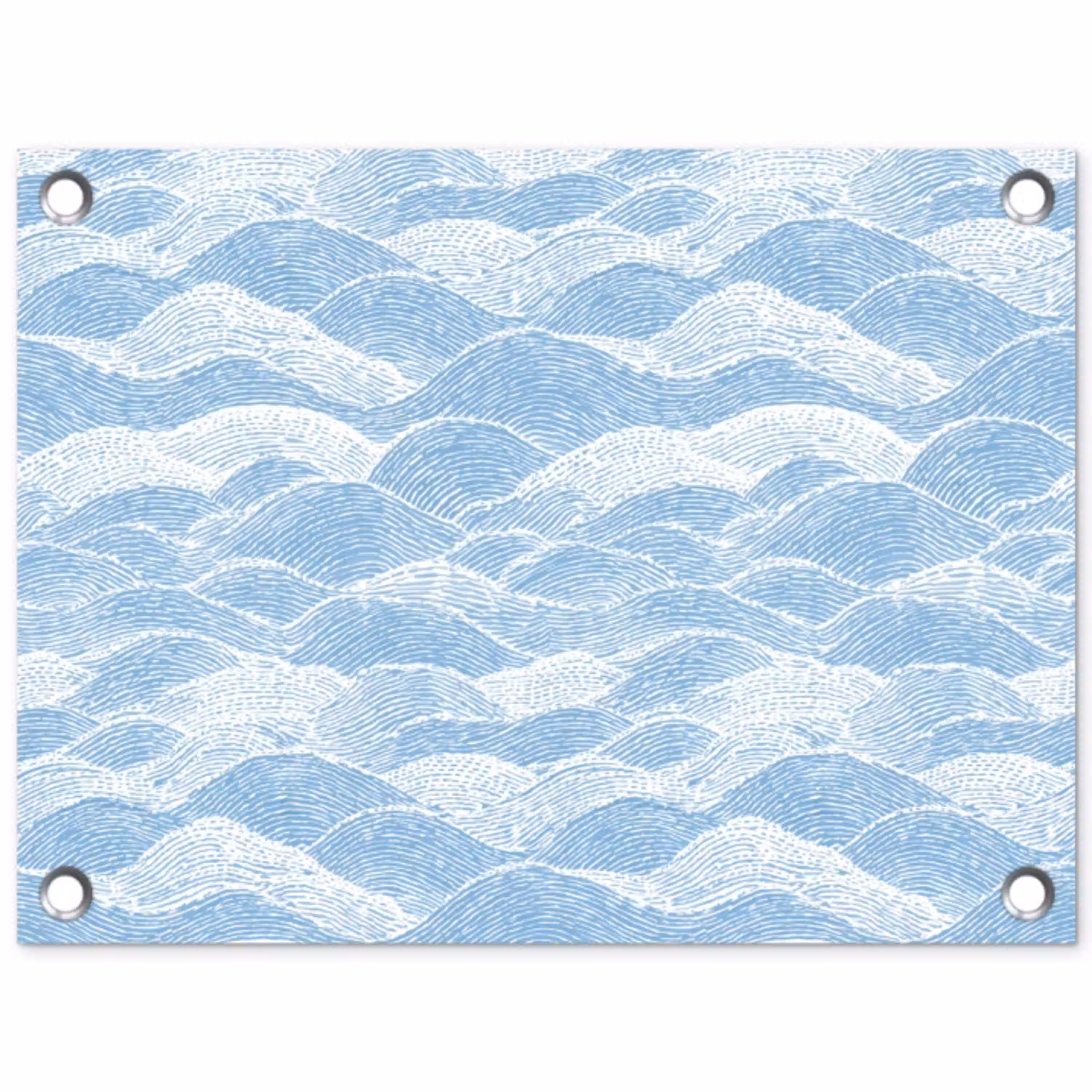 Blauw - Wit - Golven - Getekend tuinposter los doek klein 239 -3d