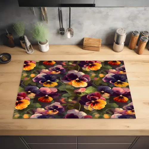 Warm - Patroon - Penseel - Viooltjes Inductie beschermer vinyl 3mm klein 276 -sfeer5