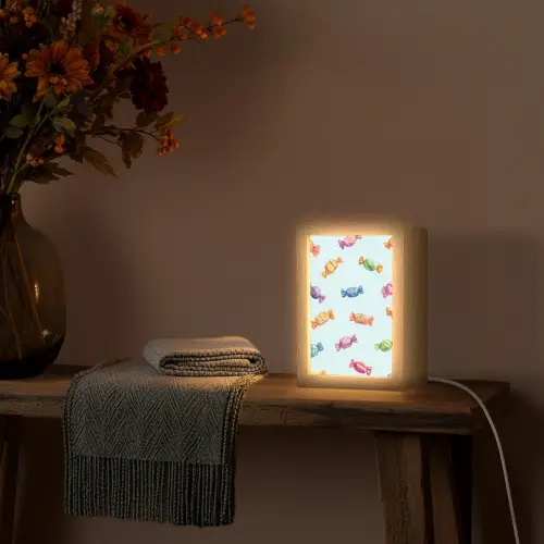 Blauw - Patroon - Snoep Light Box met kabel (Tafellamp) klein -sfeer4