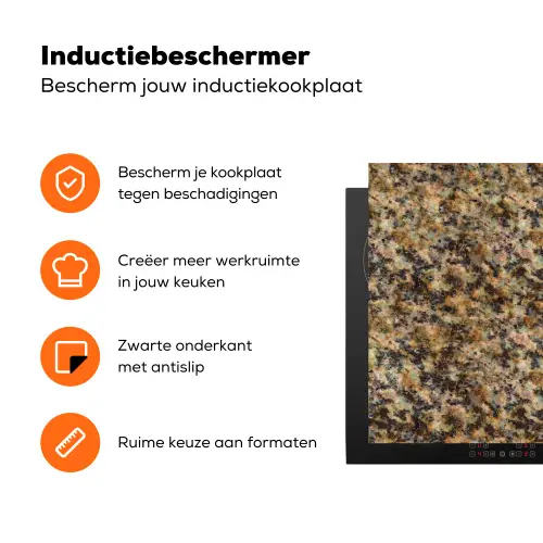 Graniet - Kleur - Bruin Inductie beschermer vinyl 3mm klein 276 -zzzzzzz-td-ups