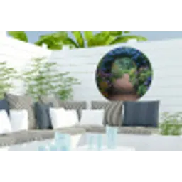 Doorkijk - Bloemen - Hortensia - Pad Wandcirkel tuinposter met ringen klein -buiten2