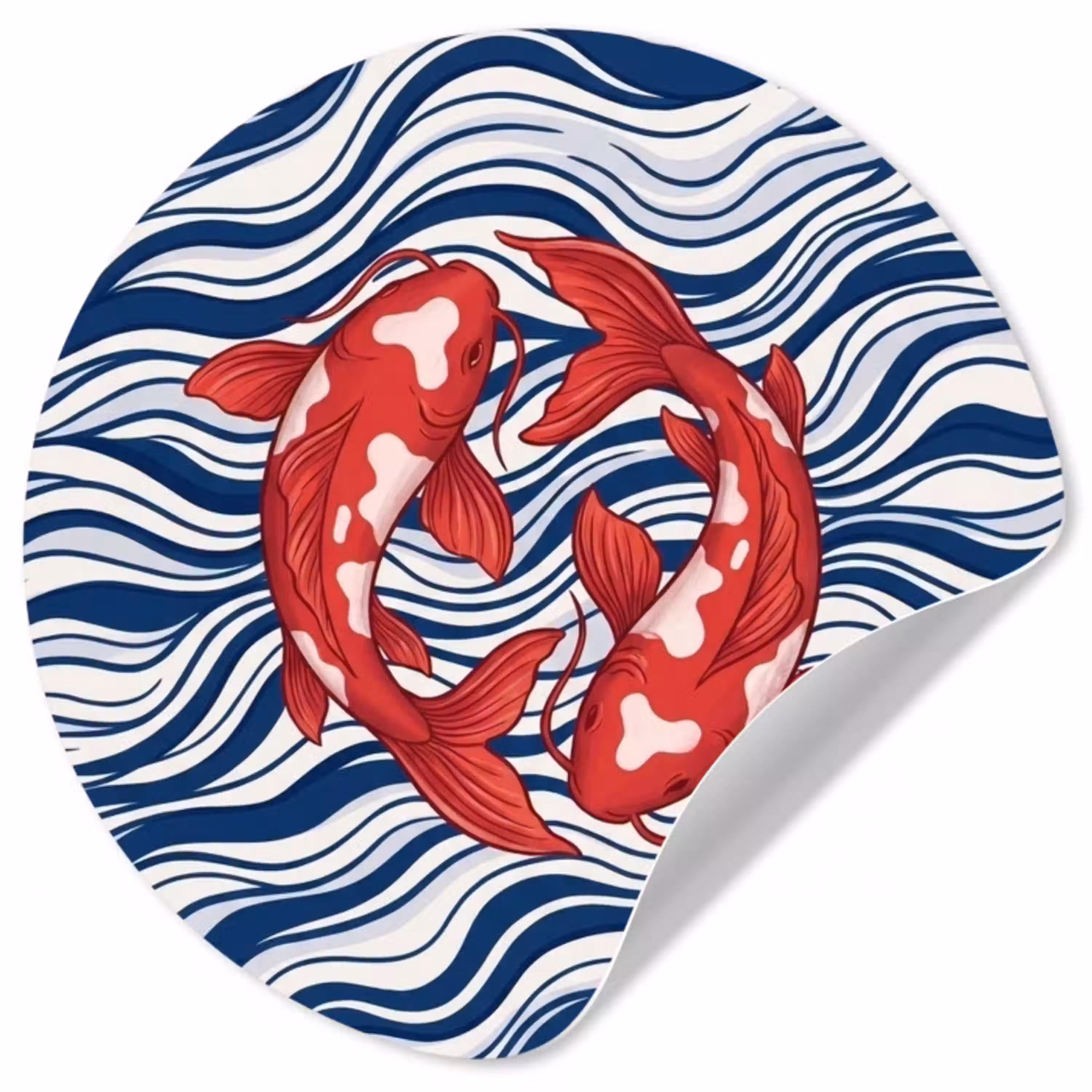 Vis - Water - Natuur - Illustratie - Rood Wandcirkel behangsticker klein -3d