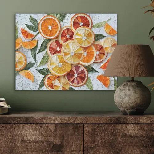 Schijfjes - Fruit - Oranje - Mozaïek PET vilt klein -sfeer2