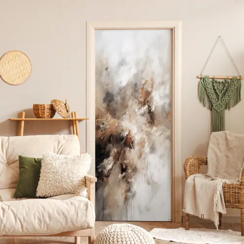 Verf - Abstract - Beige - Kunst deurposter klein -sfeer2