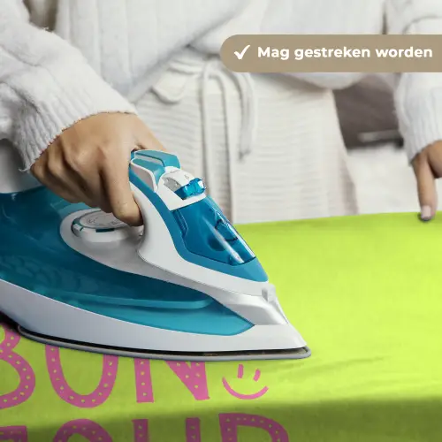 Groen - Smiley - Bonjour - Roze Wandkleed katoen klein -sfeer9
