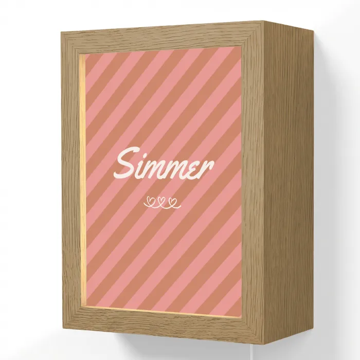 Simmer - Hartjes - Strepen - Roze Light Box met kabel (Wandlamp) klein -3d