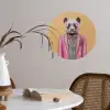Panda - Pak - Zonnebril - Blauw Wandcirkel behangsticker klein -sfeer3
