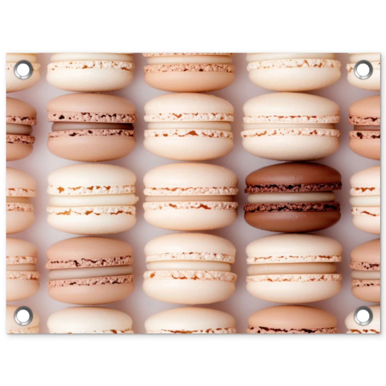 Macarons - Beige - Bruin tuinposter los doek klein -3d