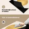 Bergsilhouetten - Gouden cirkel - Beige Inductie beschemer met haakjes middel -ky-schoon-nl