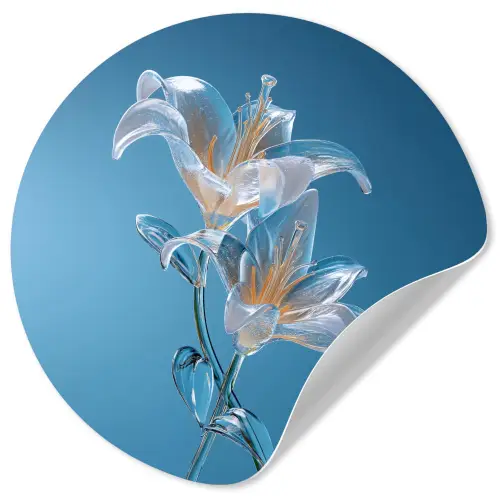 Lelies - Blauw - Glazen Wandcirkel behangsticker klein -3d