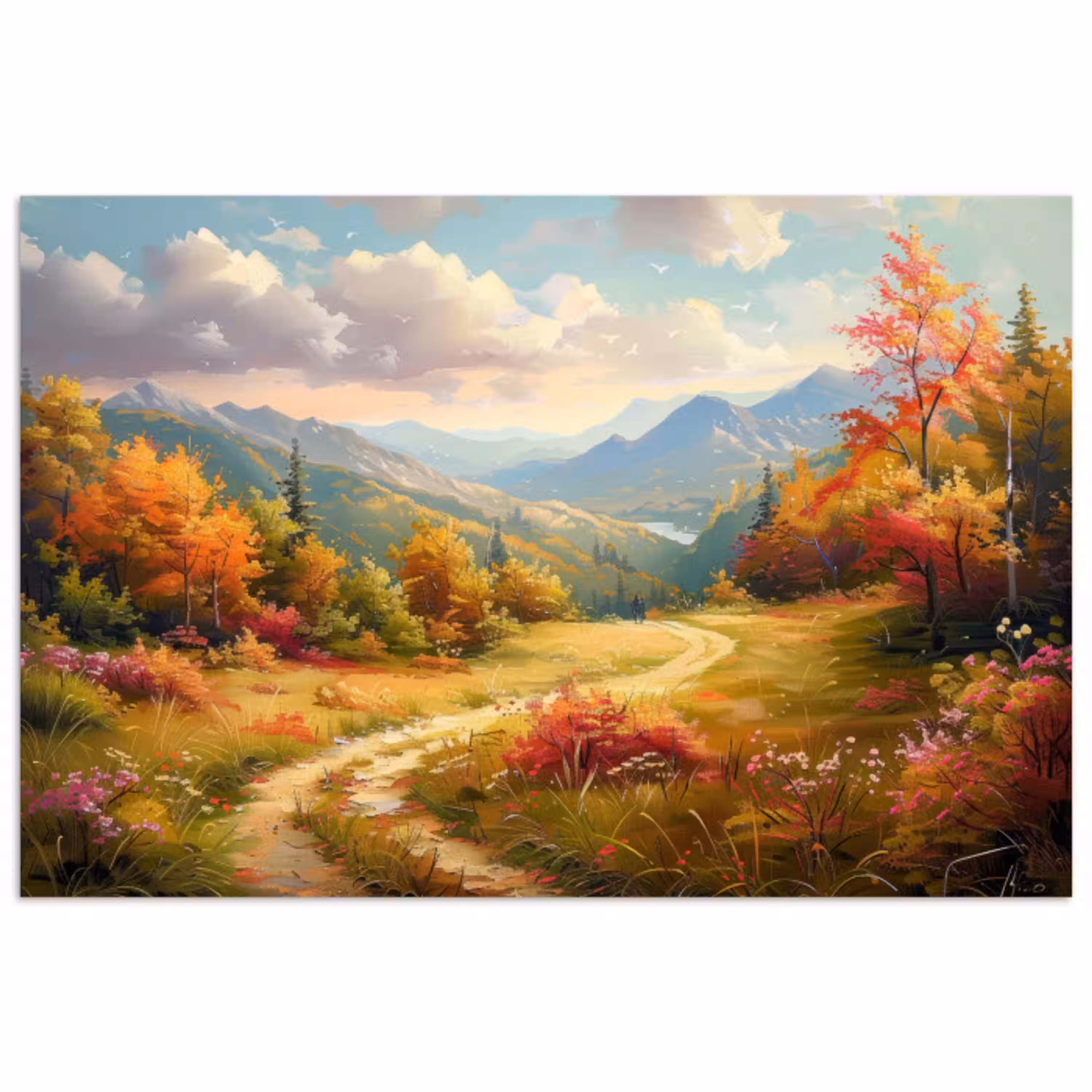 Landschap - Illustratie - Natuur poster papier klein -3d