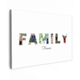 Family - Lettercollage Tuinposter op houten frame 2 cm dik klein -3d