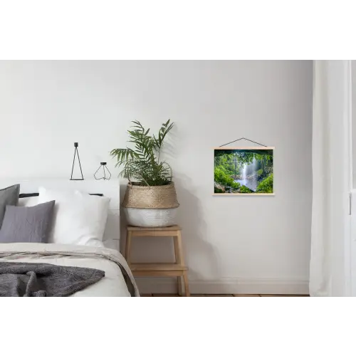 Jungle - Regenwoud - Water - Waterval - Planten textielposter latten blank klein -woonkamer