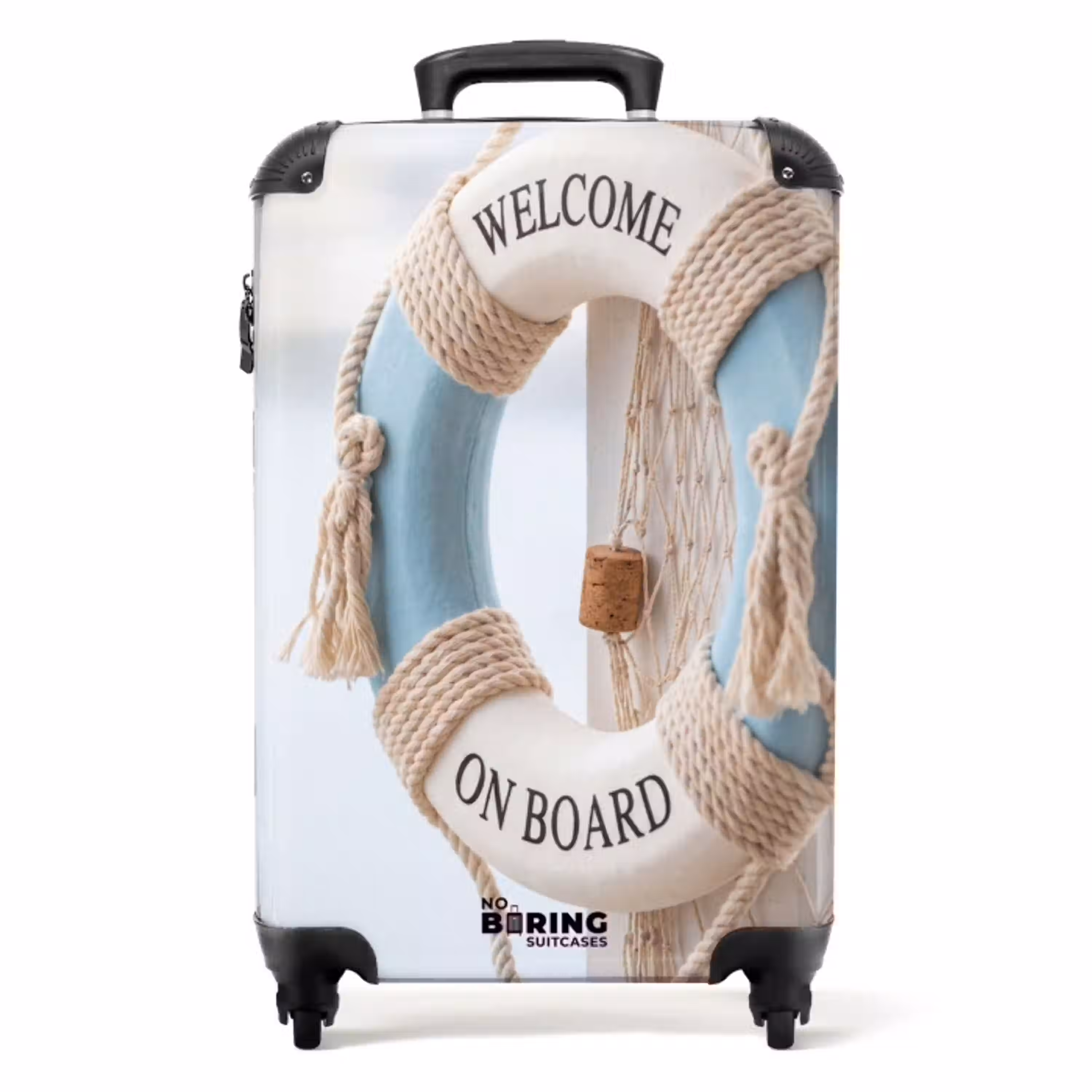 Reddingsboei - Maritiem - Welkom - Blauw - Wit NBS - Handbagage koffer - Volwassenen Unisex middel -productfoto_recht