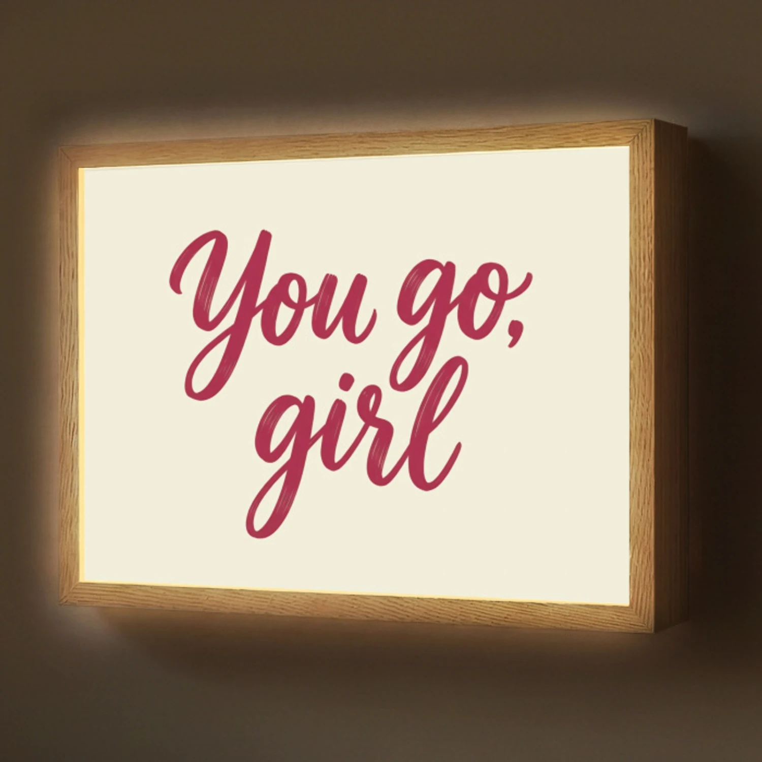 you go girl - Rood - Wit Light Box met batterij (Wandlamp) middel -z3d_website