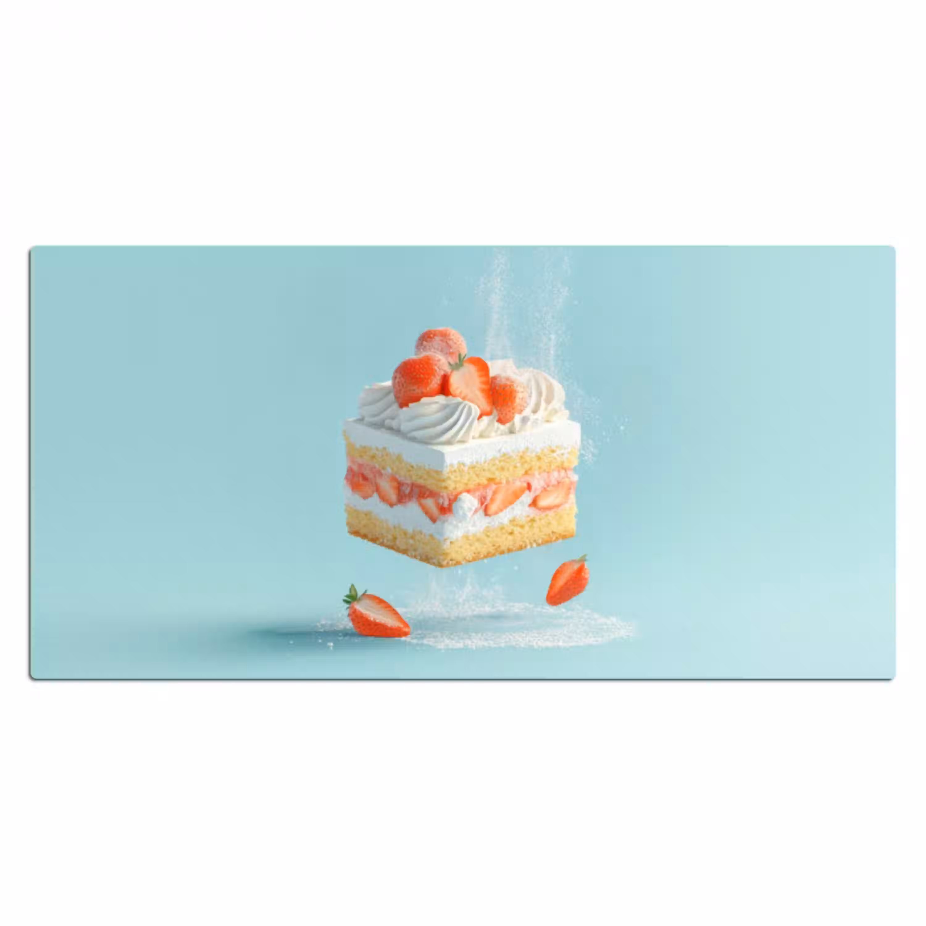 Slagroom - Taart - Blauw - Eten Muismat XXL klein -3d_leeg