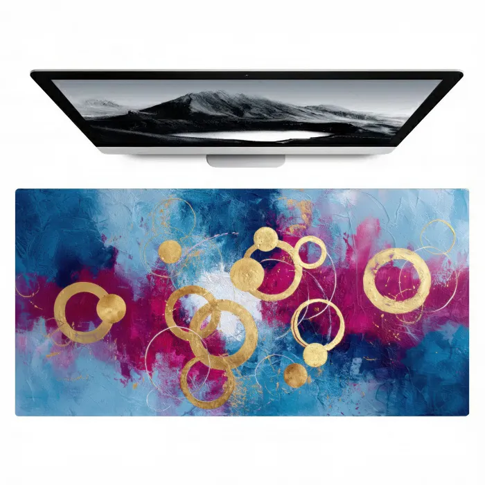 Cirkels - Goud - Abstract Muismat XXL klein -zzz3d