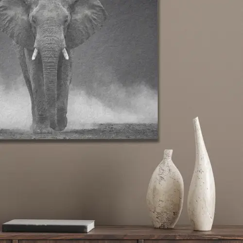 Olifant - Zwart - Wit - Rook PET vilt klein -sfeer6_closeup