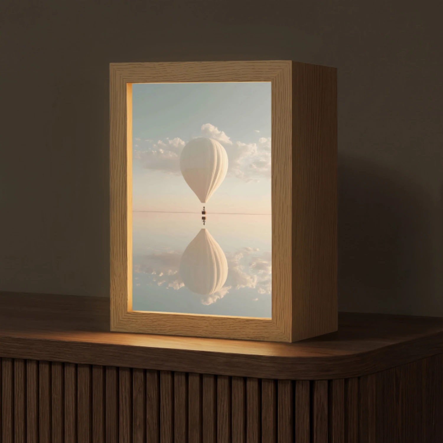 Luchtballon - Wolken - Water - Blauw Light Box met kabel (Tafellamp) klein -z3d_website