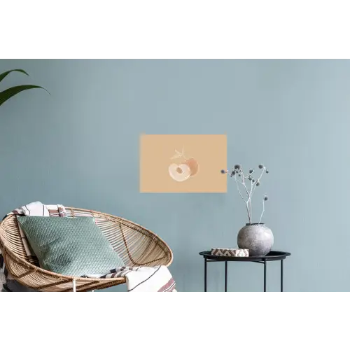 Perzik - Lijntekening - Pit - Beige Muursticker klein -plant