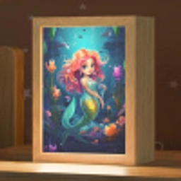 Zeemeermin - Bloemen - Onderwater - Meisjes - Kind Light Box met kabel klein -zzz_3d_website