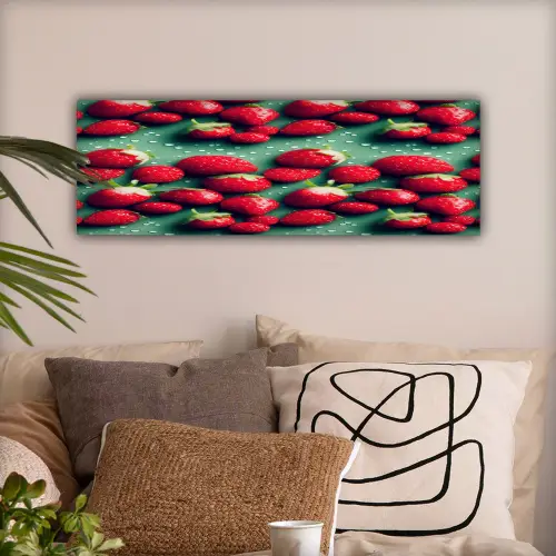 Aardbeien - Rood - Groen - Kroontjes canvas 2cm klein 828 -sfeer1