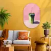 Beker - Rietje - Minimalistisch - Groen Wandcirkel Ovaal Glas middel -sfeer4